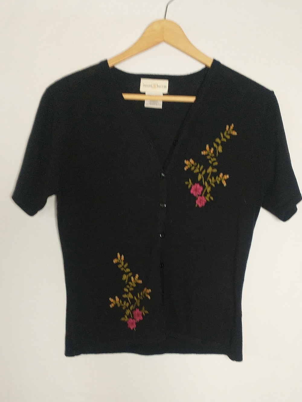 Jaclyn Smith Black Knit Top with Gold Logo Tag